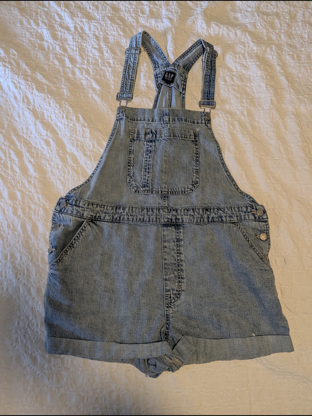 GAP Light Wash Denim Short Overalls